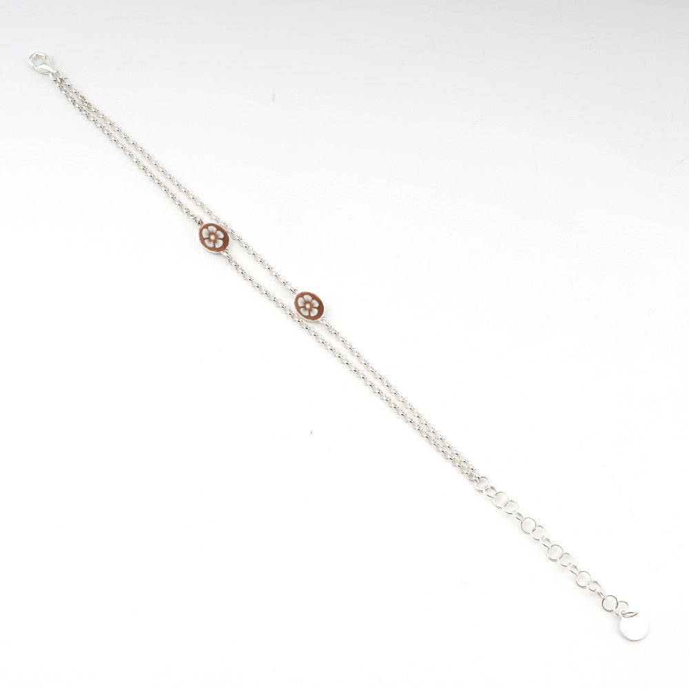 Bracciale Donna Cameo Italiano Argento 925 Fiori B128D-B